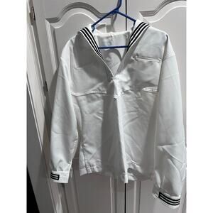 US Navy White Sailor Jumper Uniform Top 44L Service Dress Polyester Quarterdeck